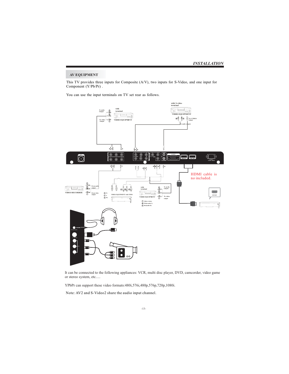 Installation, Av 3 in p u t | Esselte LCD2622 User Manual | Page 14 / 25