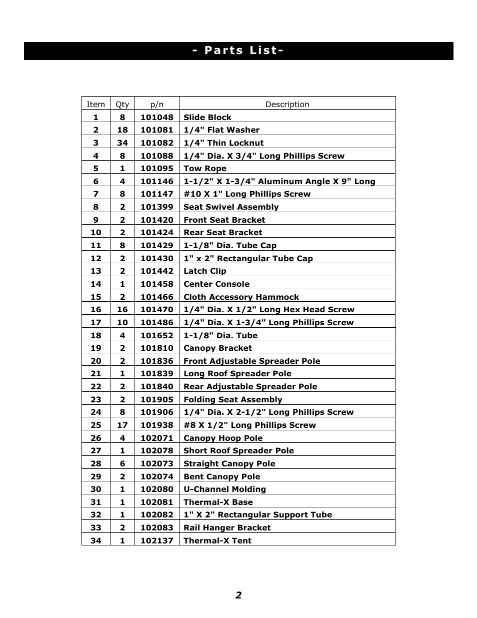 Clam Corp Thermal X 8280 User Manual | Page 2 / 15