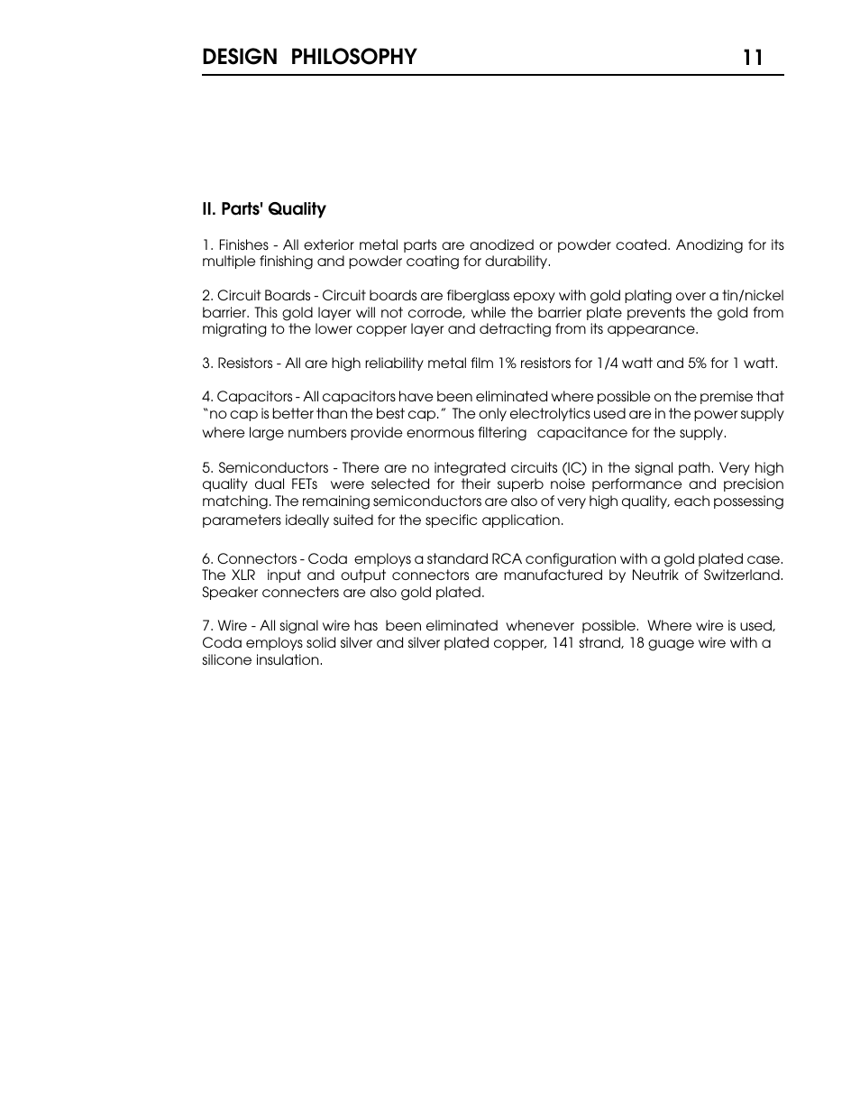 11 design philosophy | Coda S5 User Manual | Page 12 / 17