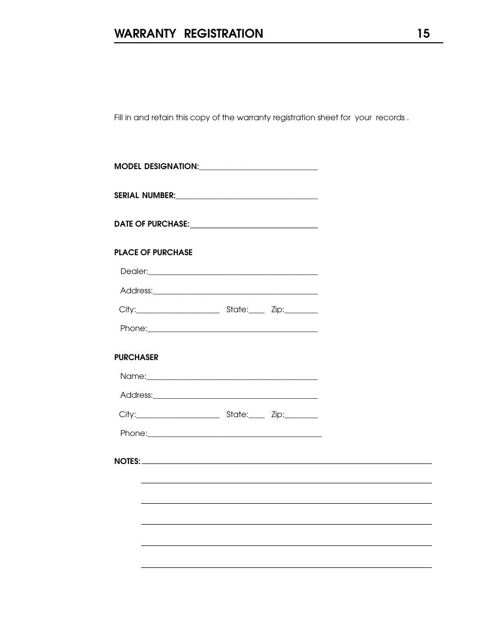 15 warranty registration | Coda S5 User Manual | Page 16 / 17
