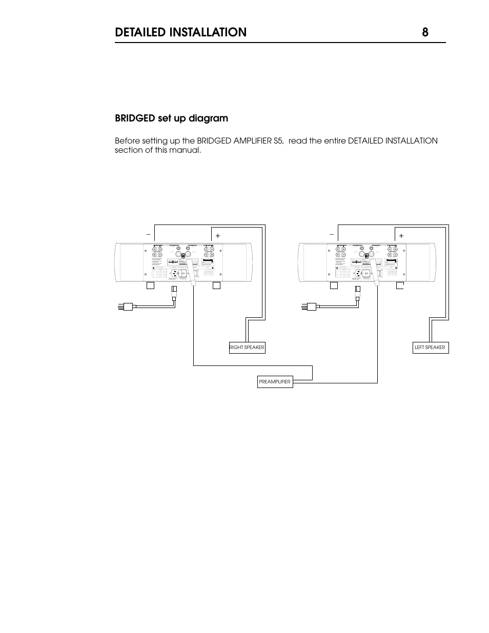 Detailed installation 8, Bridged set up diagram | Coda S5 User Manual | Page 9 / 17