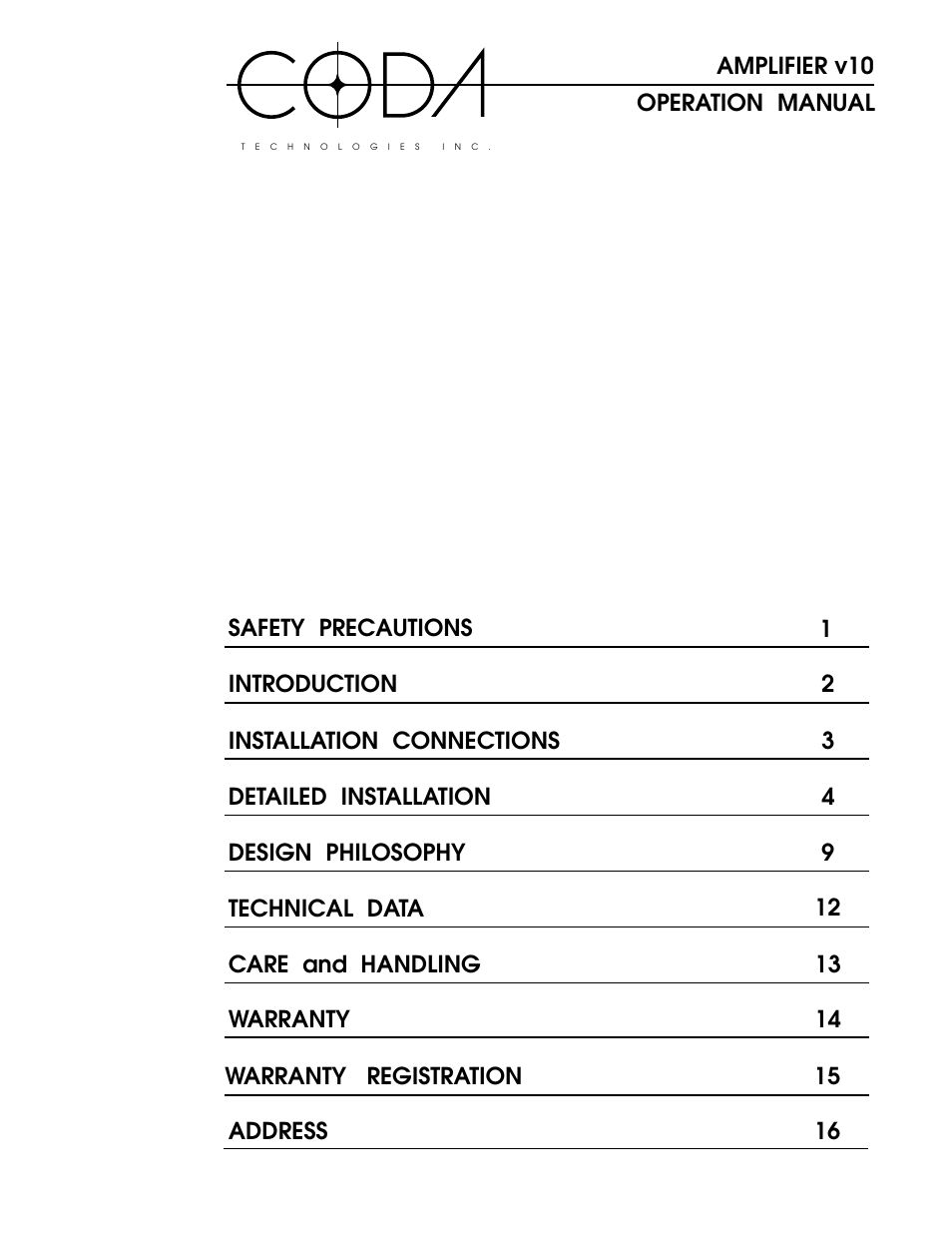 Coda V10 User Manual | 18 pages