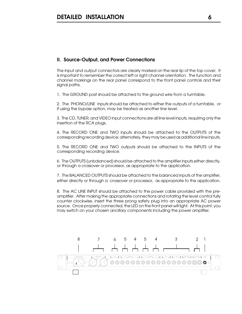6detailed installation, Ii. source-output, and power connections | Coda 01 User Manual | Page 7 / 17