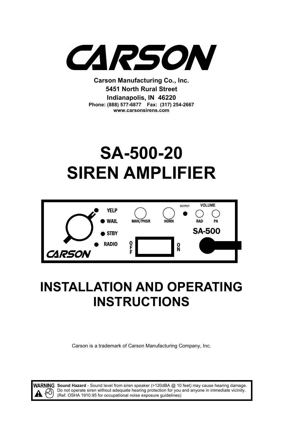 Carson SA-500-20 User Manual | 8 pages