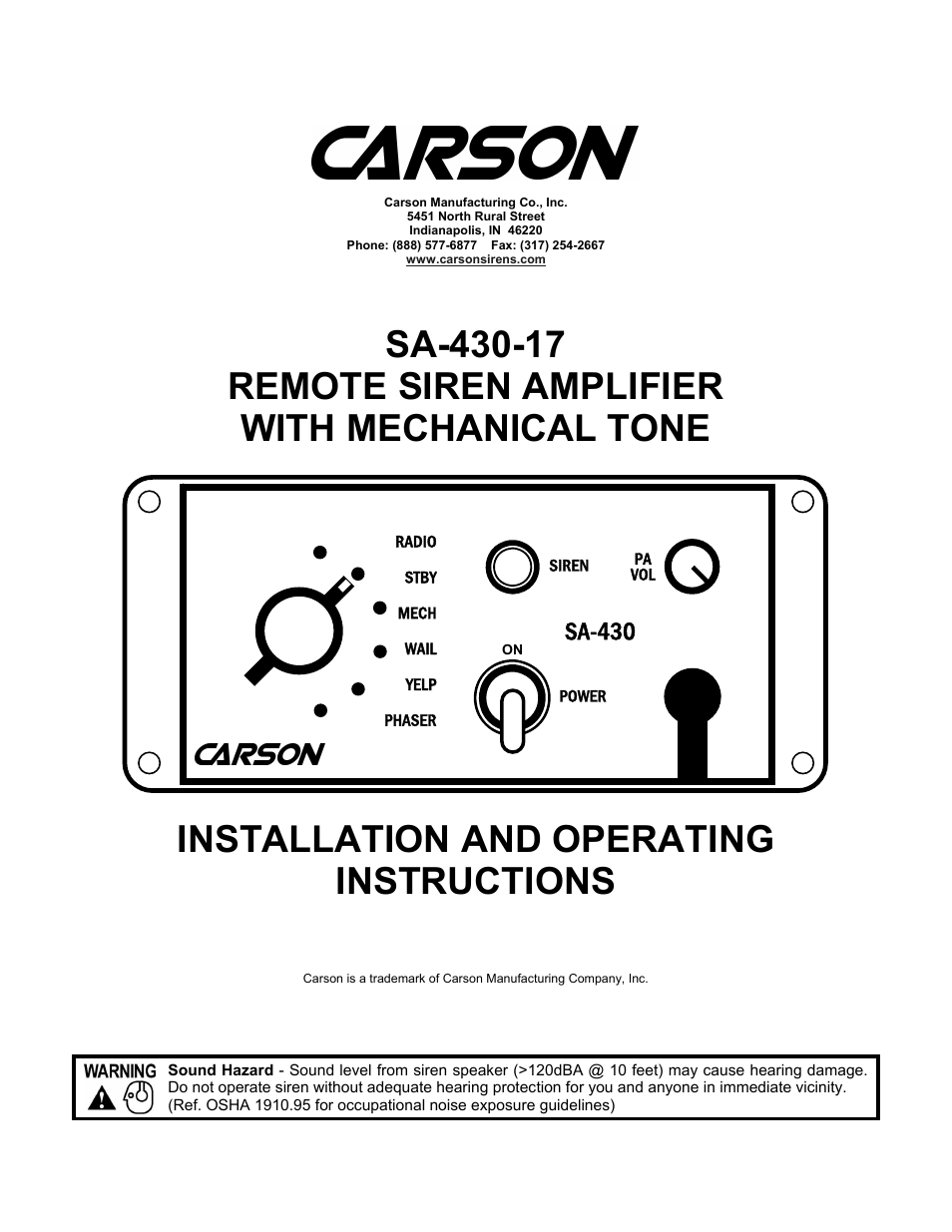 Carson SA-430-17 User Manual | 16 pages