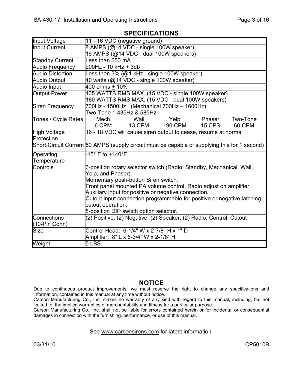 Carson SA-430-17 User Manual | Page 3 / 16