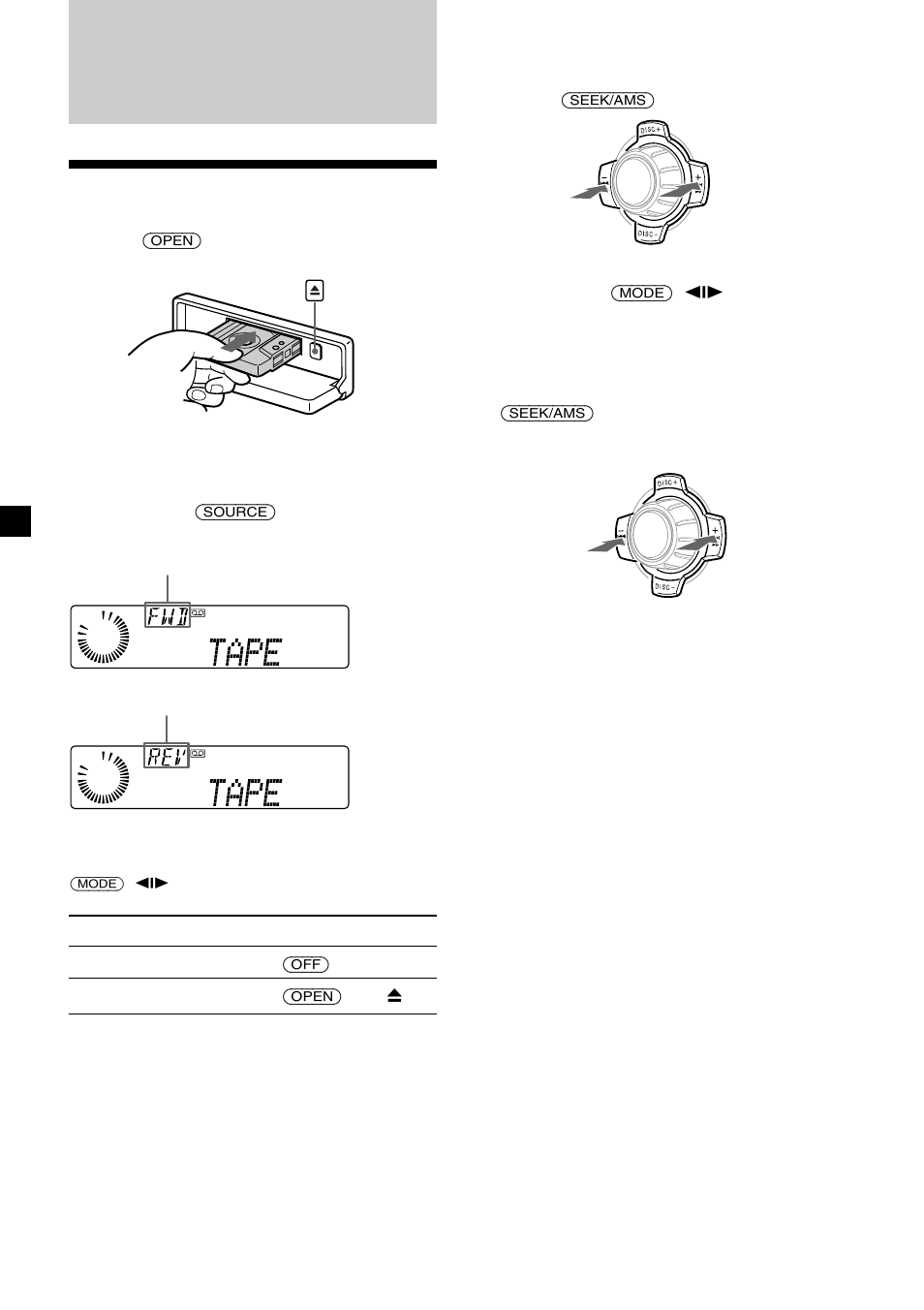 Cassette player, Listening to a tape | Sony XR-C7500RX User Manual | Page 10 / 212