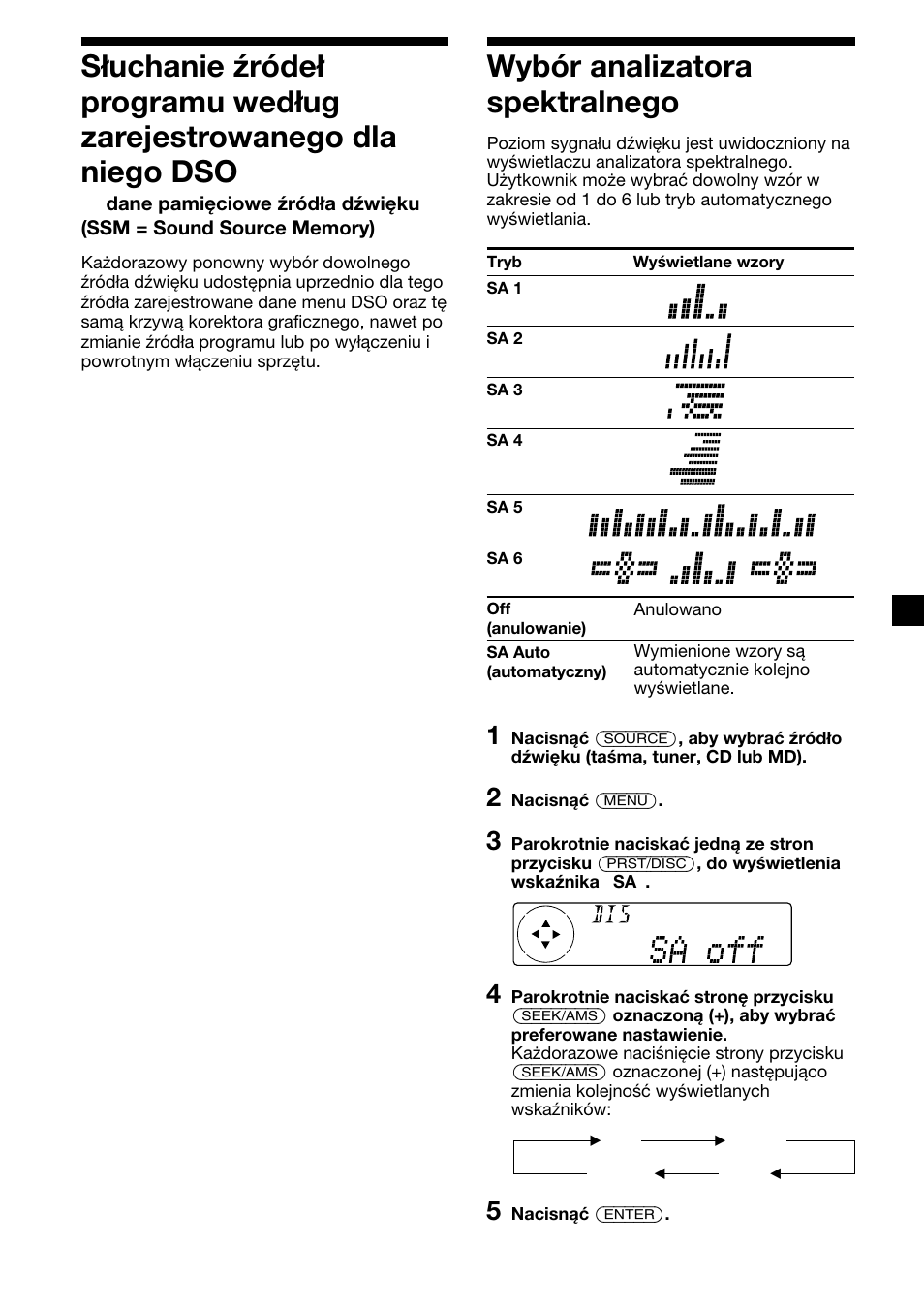 Wybór analizatora spektralnego | Sony XR-C7500RX User Manual | Page 111 / 212