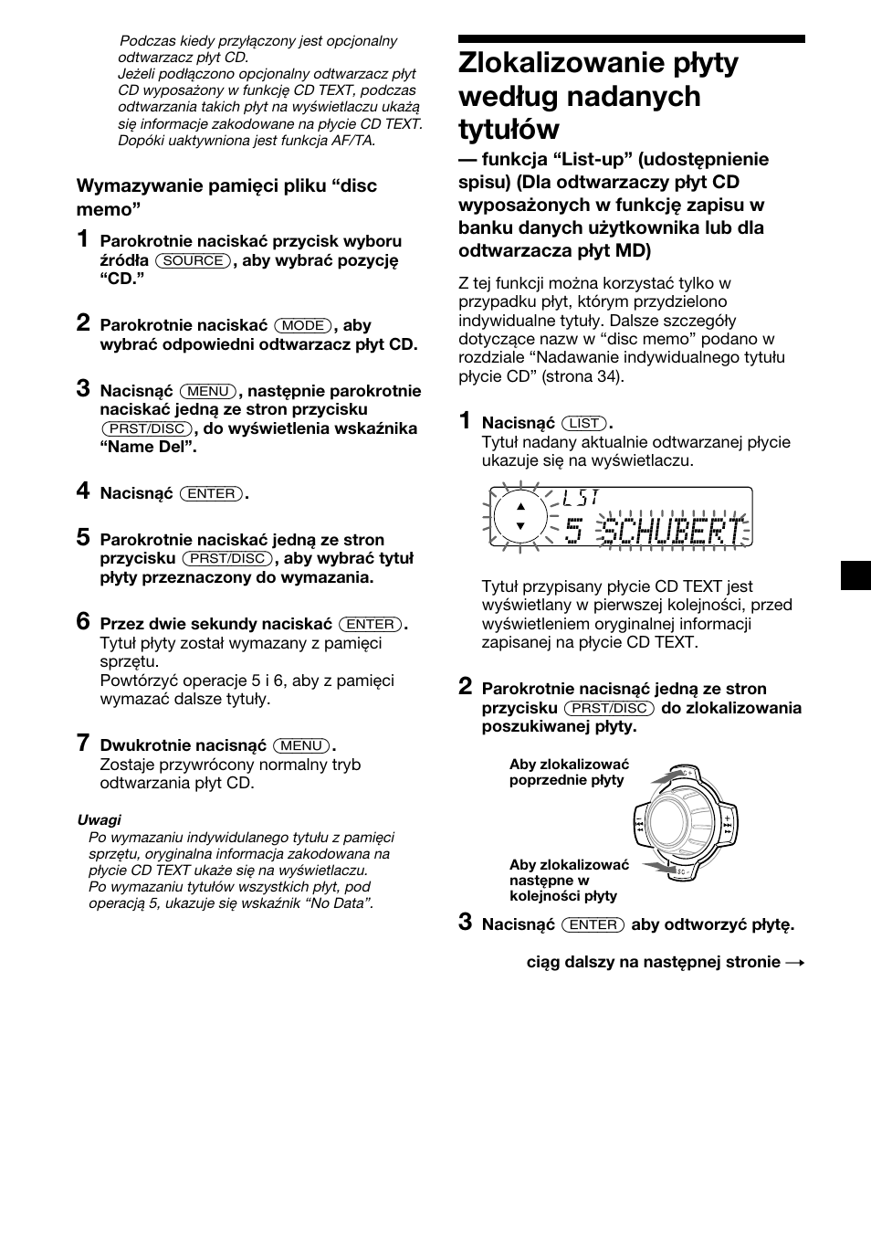 Zlokalizowanie płyty według nadanych tytułów | Sony XR-C7500RX User Manual | Page 119 / 212