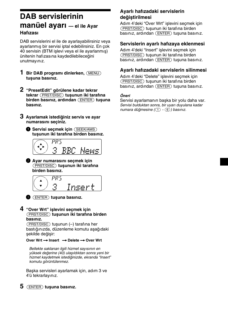 21 dab servislerinin manüel ayarı | Sony XR-C7500RX User Manual | Page 147 / 212