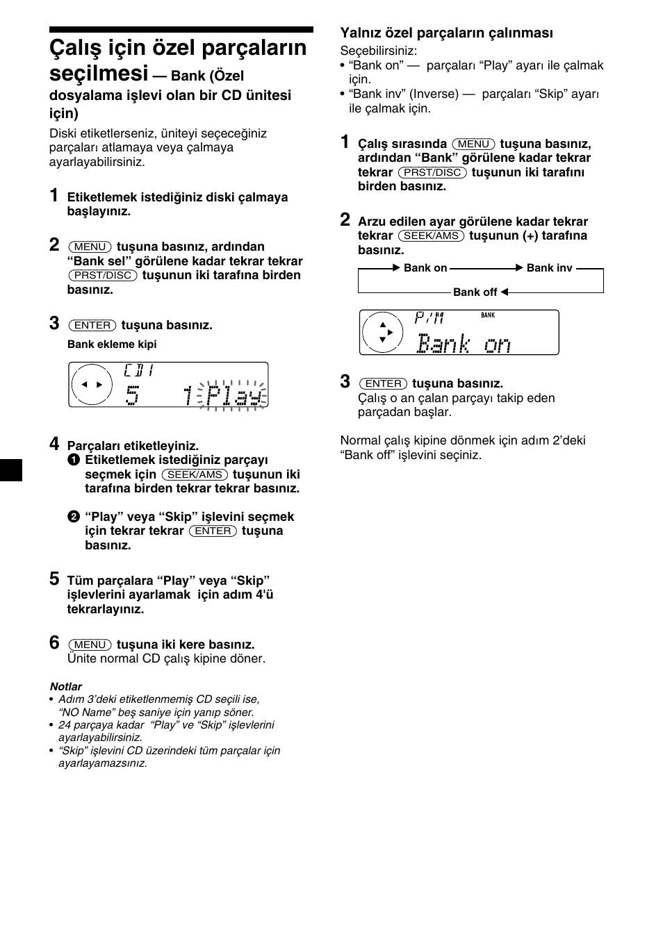 Çalış için özel parçaların seçilmesi | Sony XR-C7500RX User Manual | Page 162 / 212