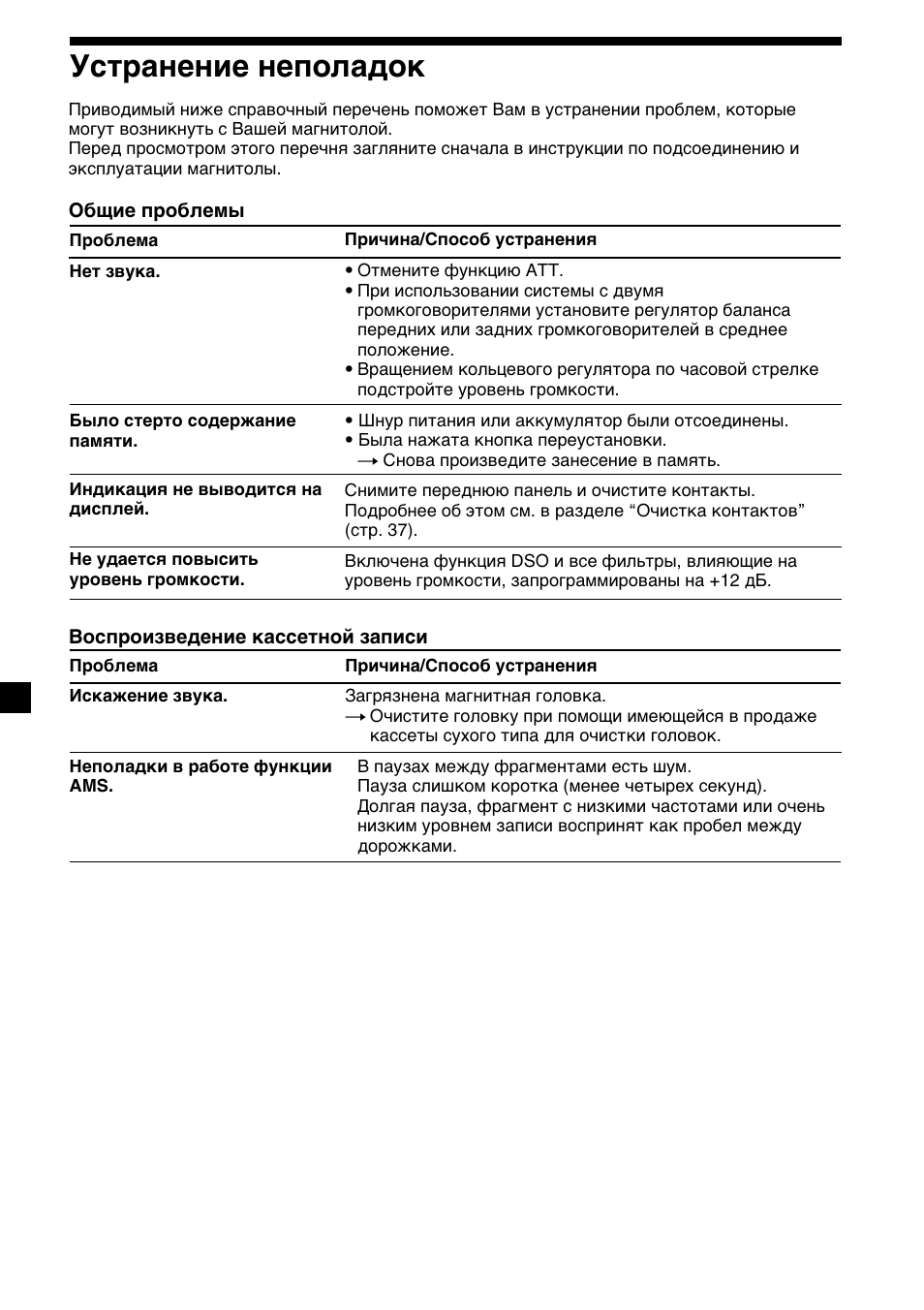 40 устранение неполадок | Sony XR-C7500RX User Manual | Page 208 / 212