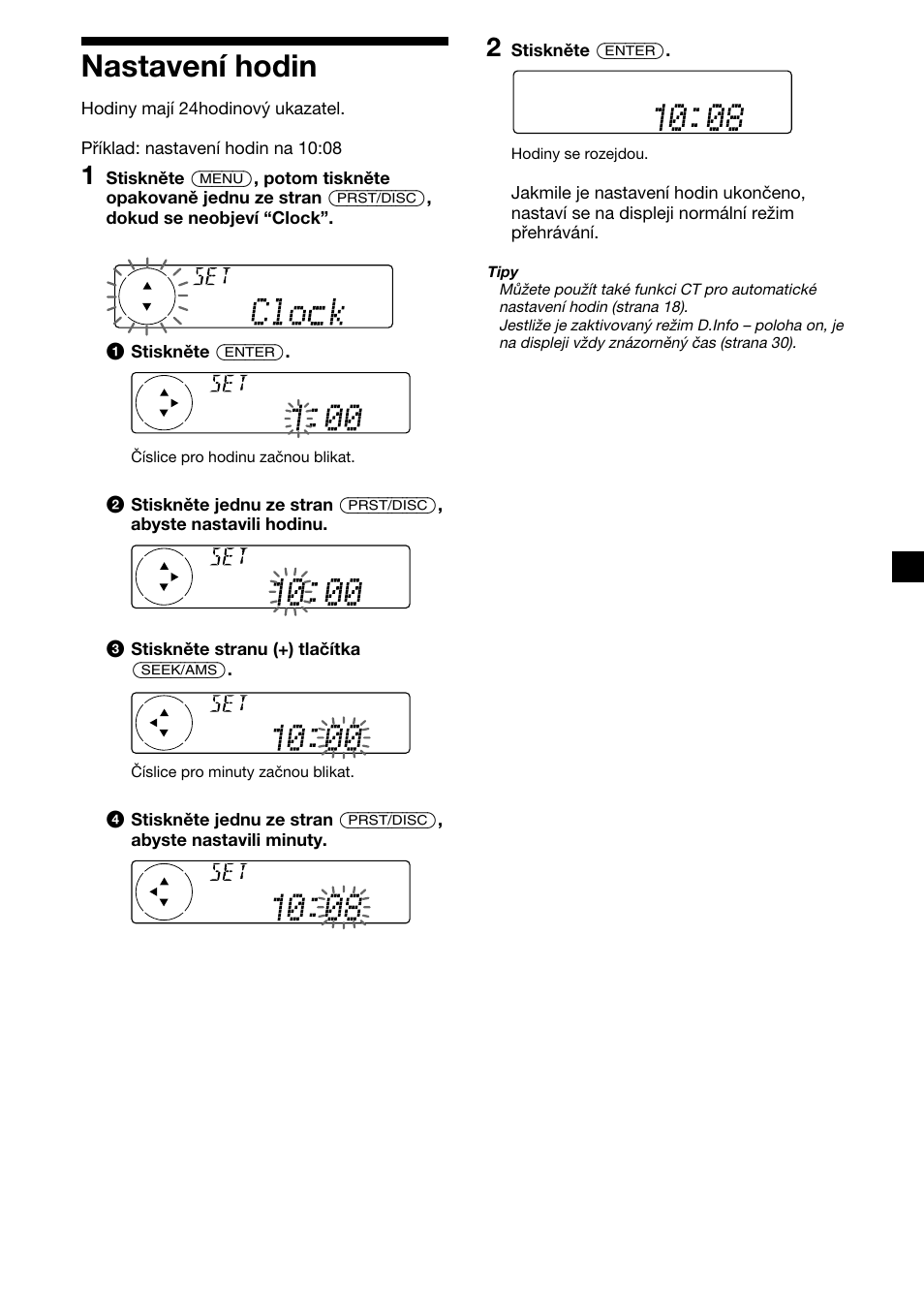 Nastavení hodin | Sony XR-C7500RX User Manual | Page 51 / 212