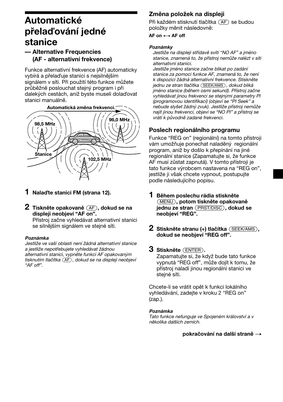 Automatické přela ování jedné stanice | Sony XR-C7500RX User Manual | Page 57 / 212