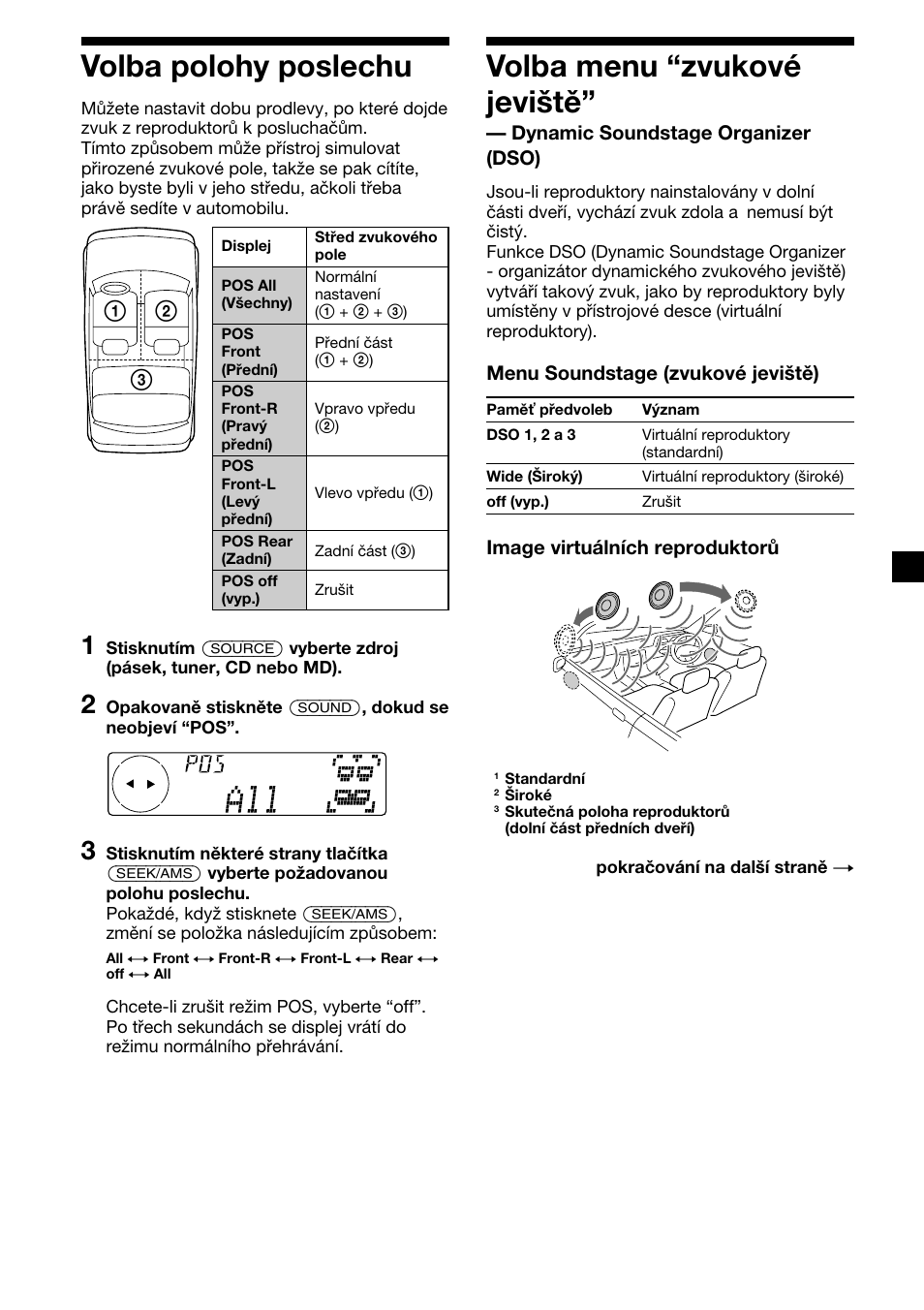 25 volba polohy poslechu, Volba menu “zvukové jeviště | Sony XR-C7500RX User Manual | Page 67 / 212