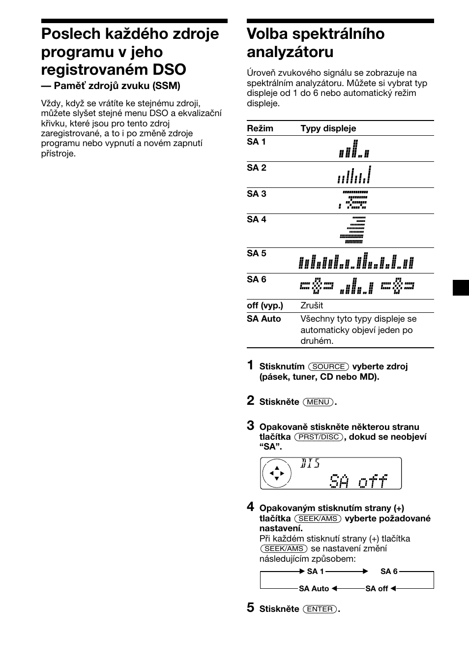 Volba spektrálního analyzátoru | Sony XR-C7500RX User Manual | Page 69 / 212