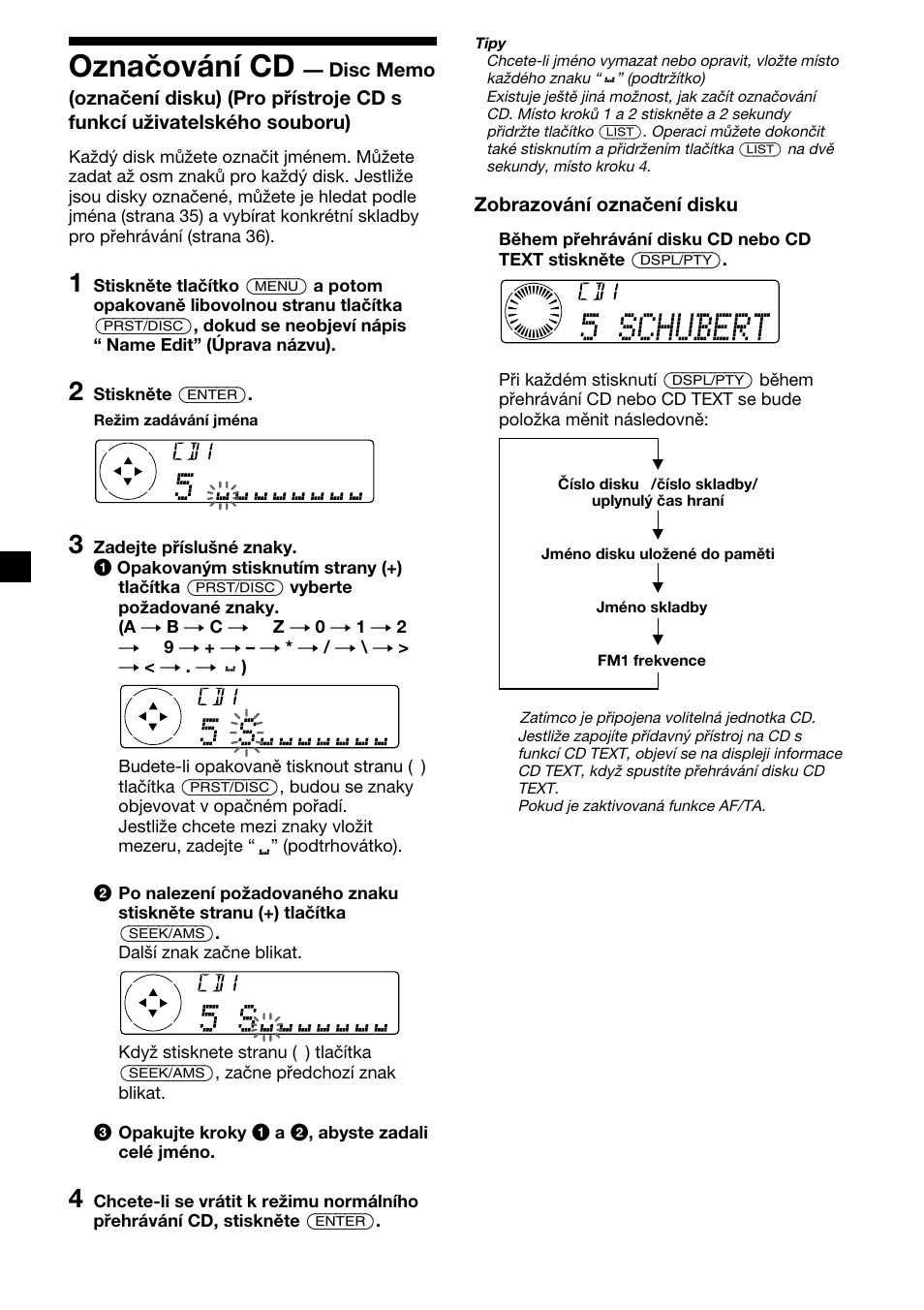 34 označování cd | Sony XR-C7500RX User Manual | Page 76 / 212