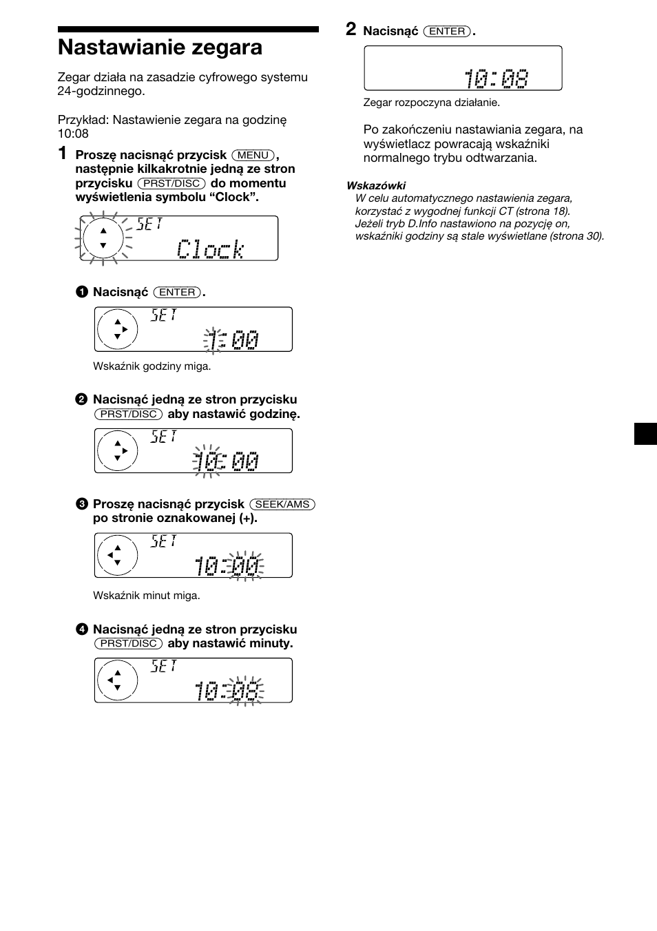 Nastawianie zegara | Sony XR-C7500RX User Manual | Page 93 / 212