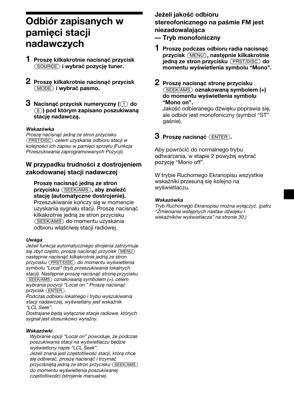 13 odbiór zapisanych w pamięci stacji nadawczych | Sony XR-C7500RX User Manual | Page 97 / 212
