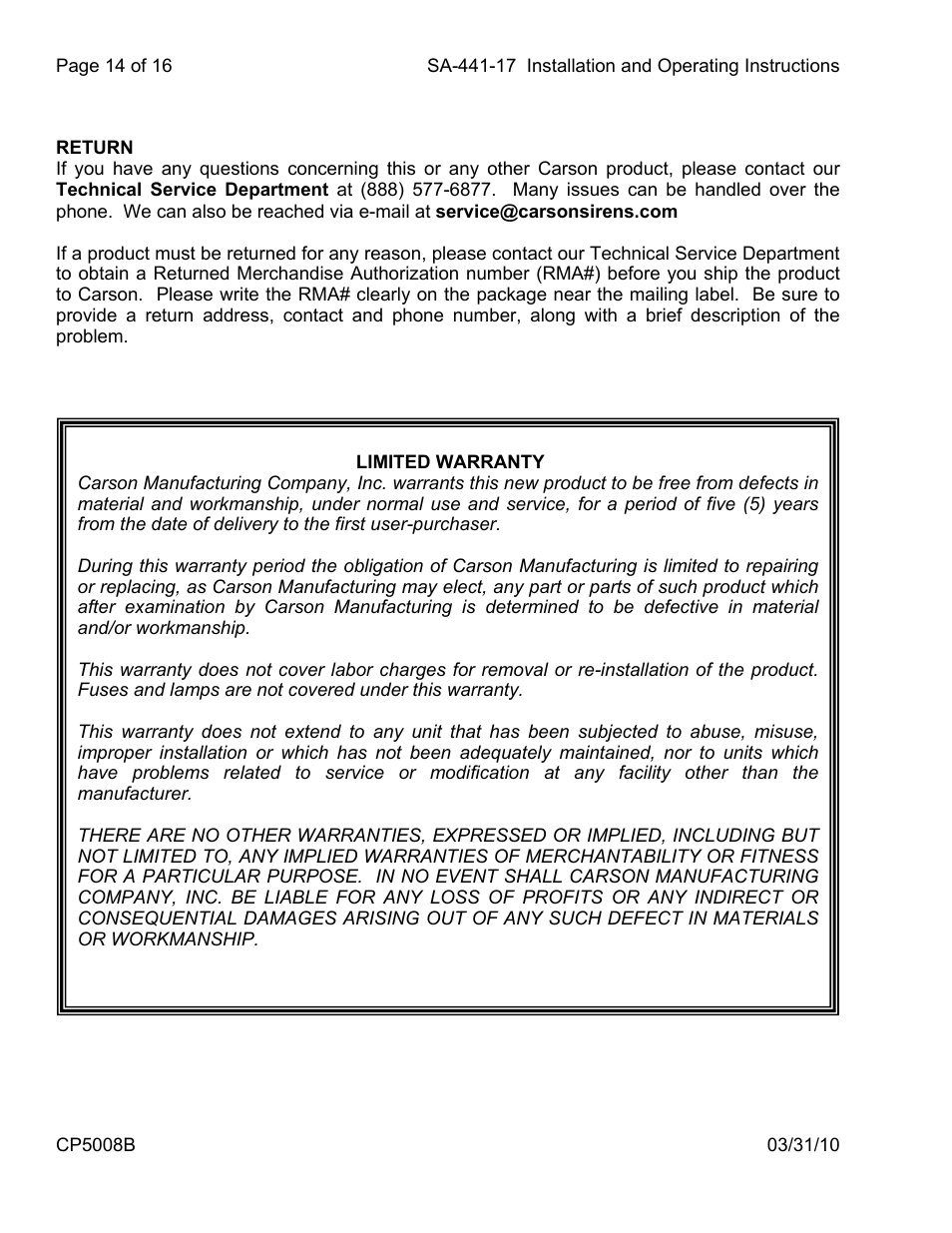 Carson SA-441-17 User Manual | Page 14 / 16