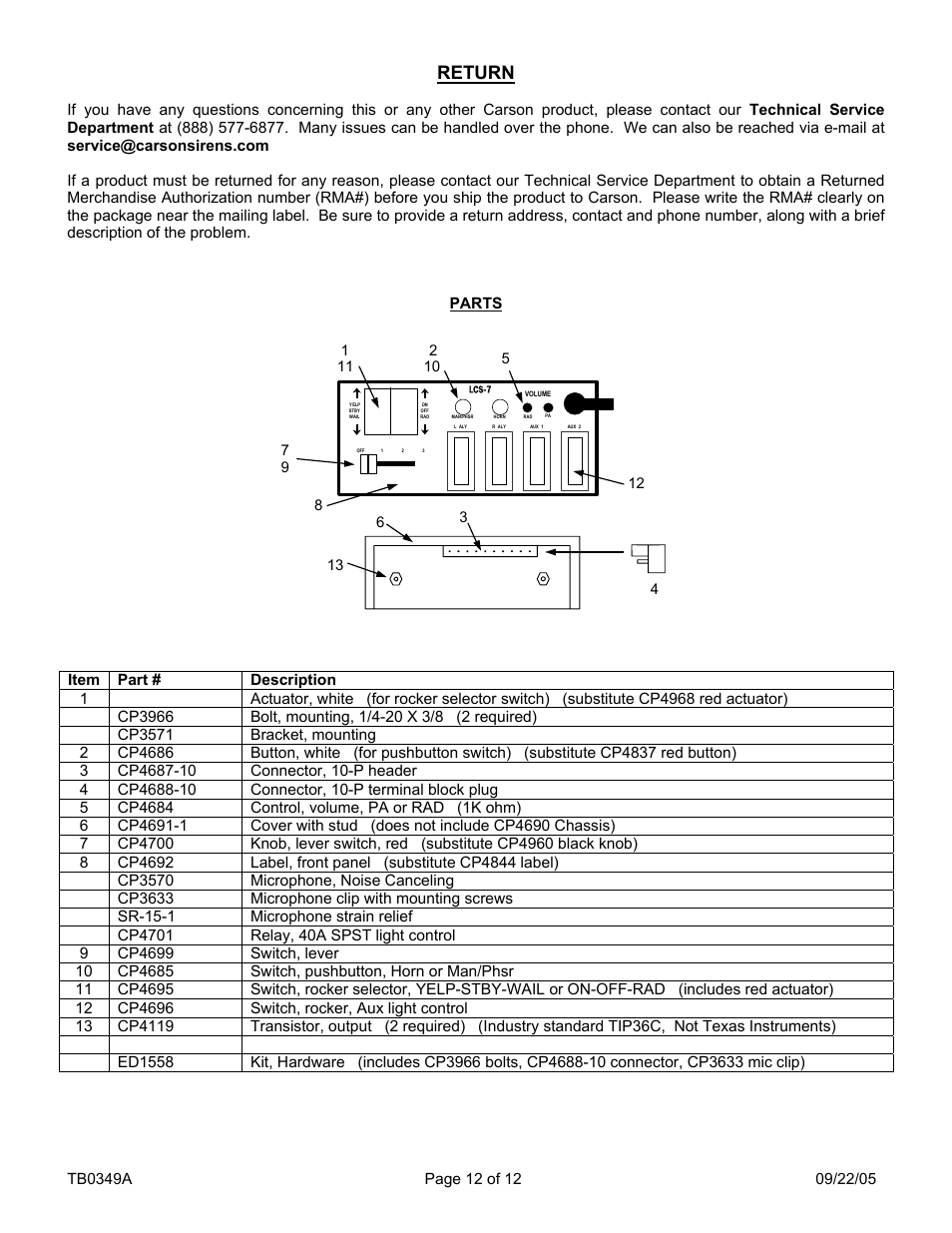 Return | Carson LCS-7-01 User Manual | Page 12 / 12
