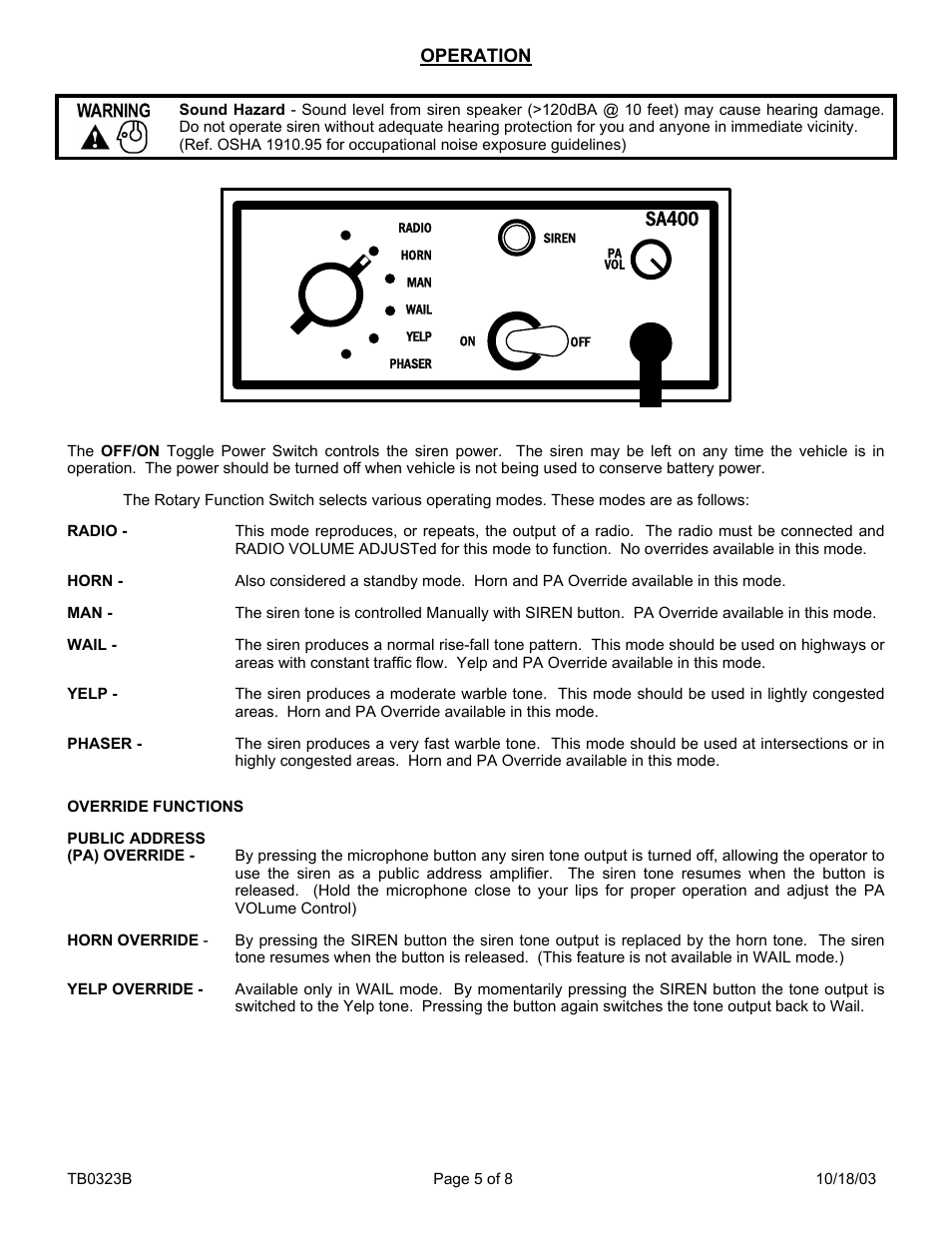 Sa400, Operation | Carson SA-400-73 14V User Manual | Page 5 / 8