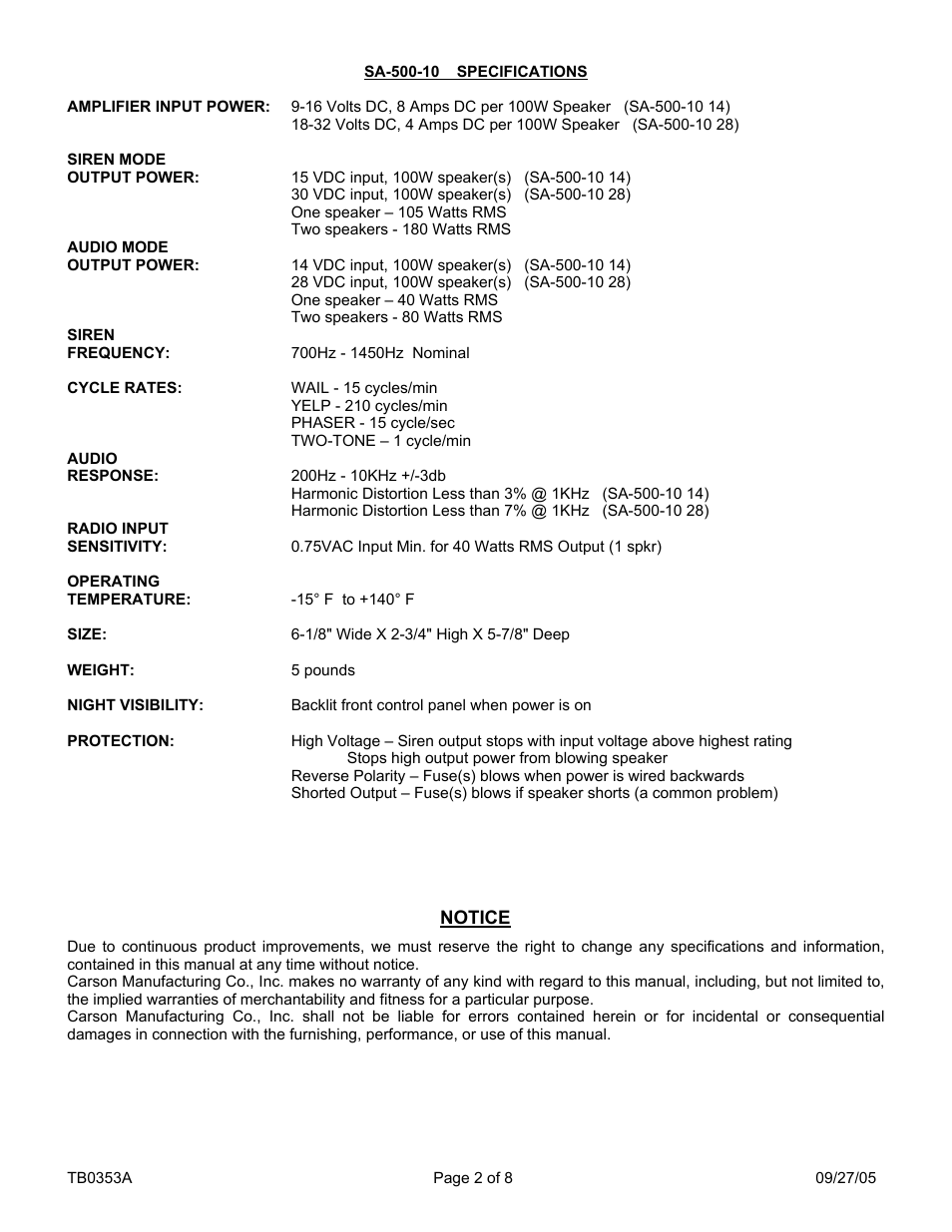 Carson SA-500-10 14V User Manual | Page 2 / 8