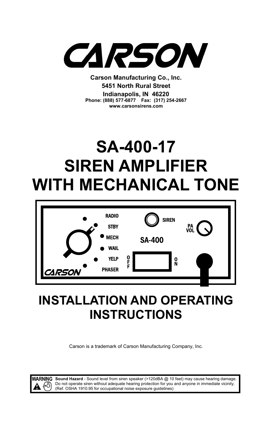 Carson SA-400-17 User Manual | 12 pages