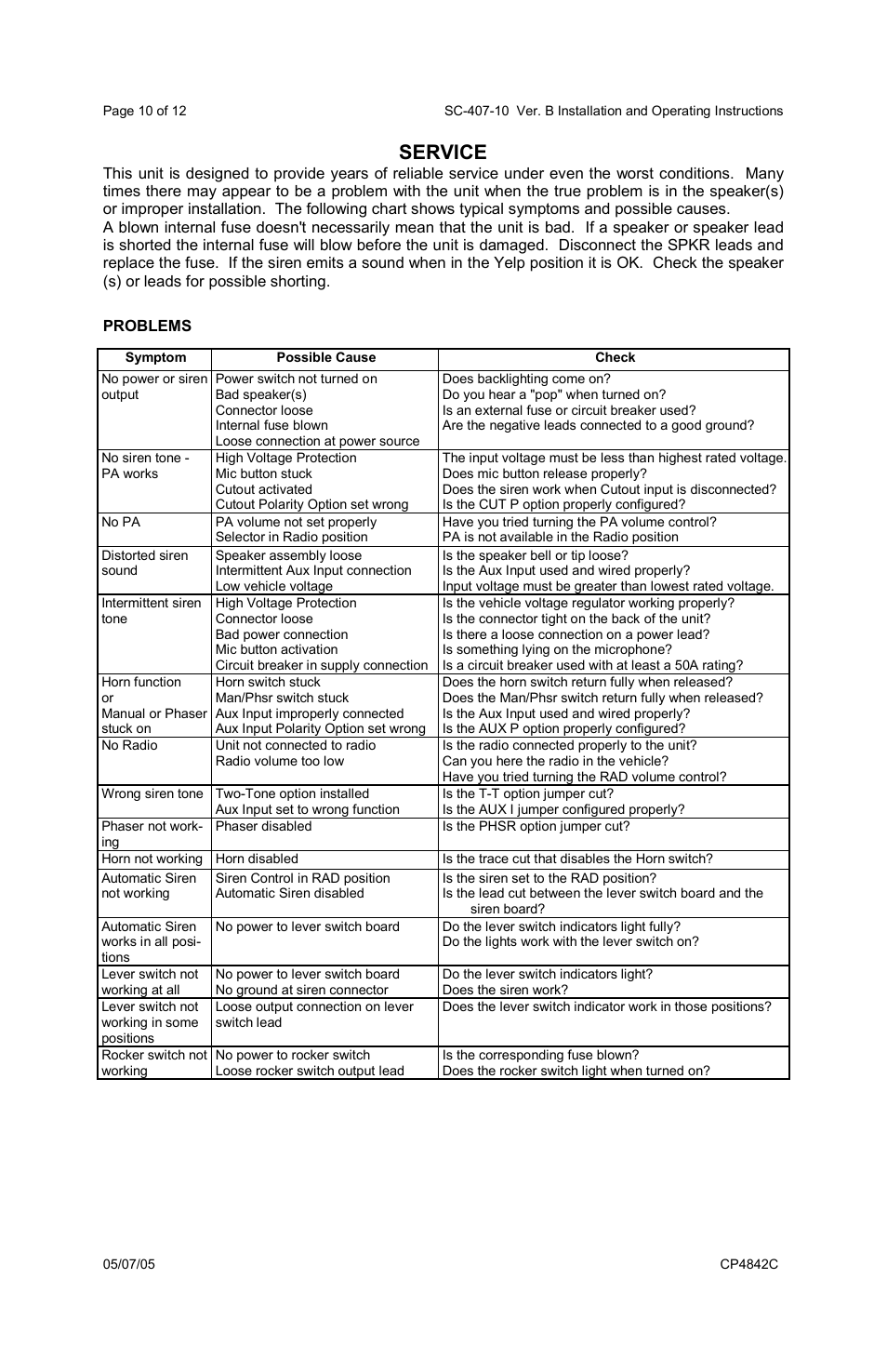 Service | Carson SC-407 User Manual | Page 10 / 12