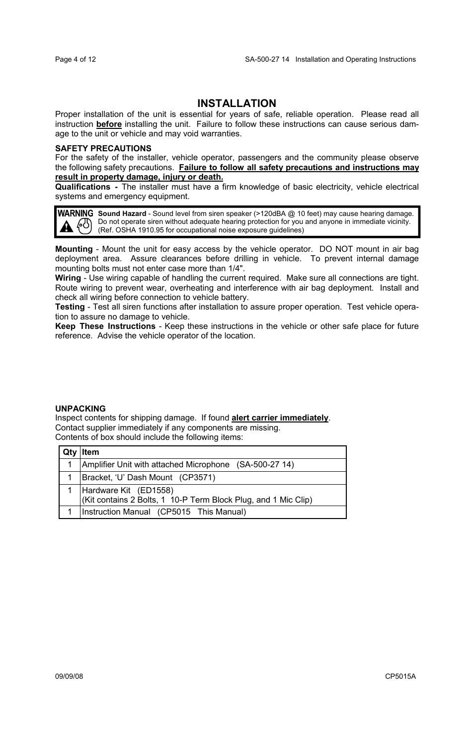 Installation | Carson SA-500-27 User Manual | Page 4 / 12