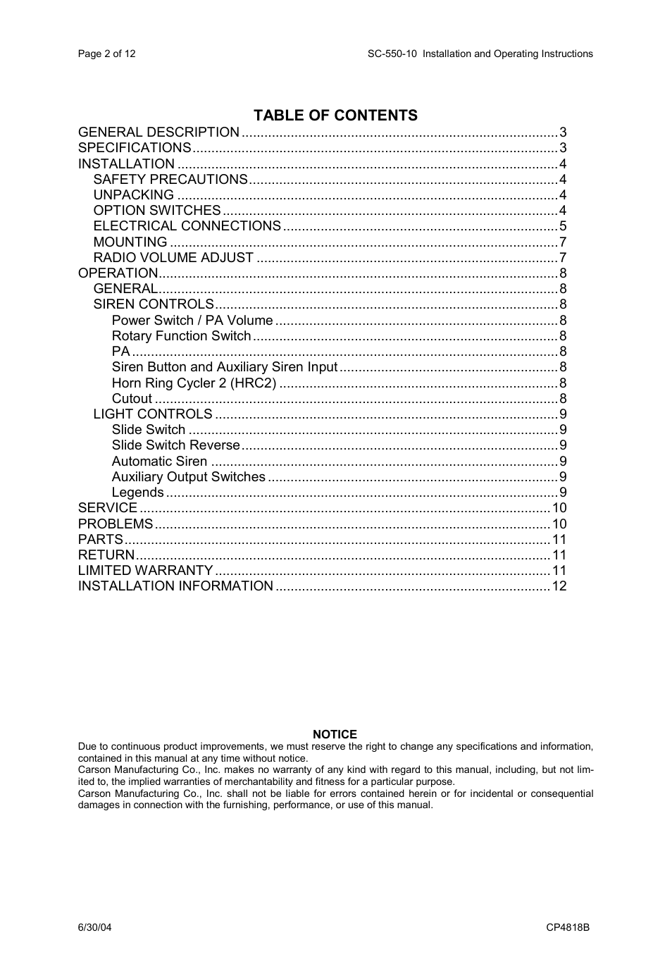 Carson SC-550-10 User Manual | Page 2 / 12