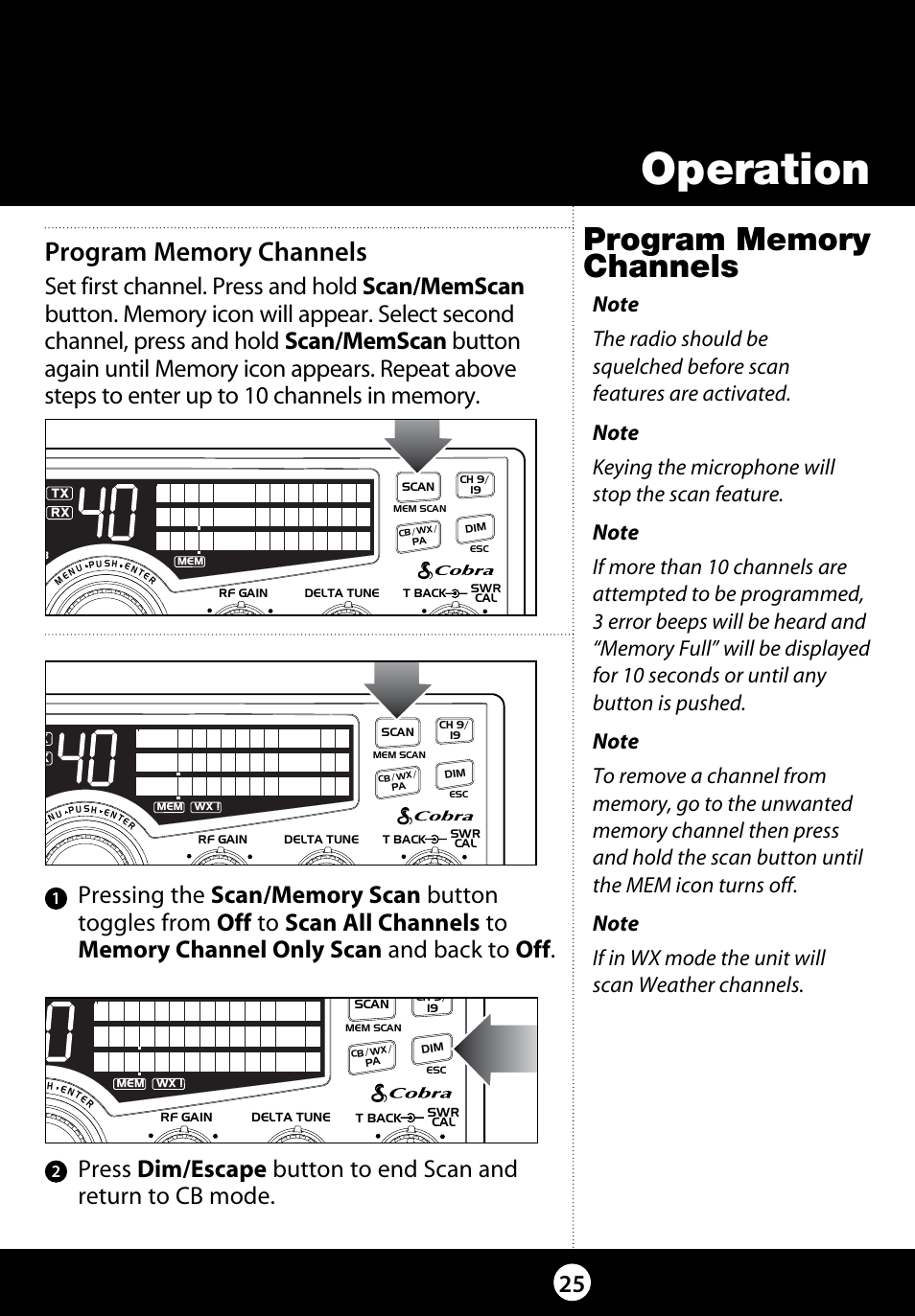 Operation | Cobra Electronics 29 LX LE User Manual | Page 25 / 47