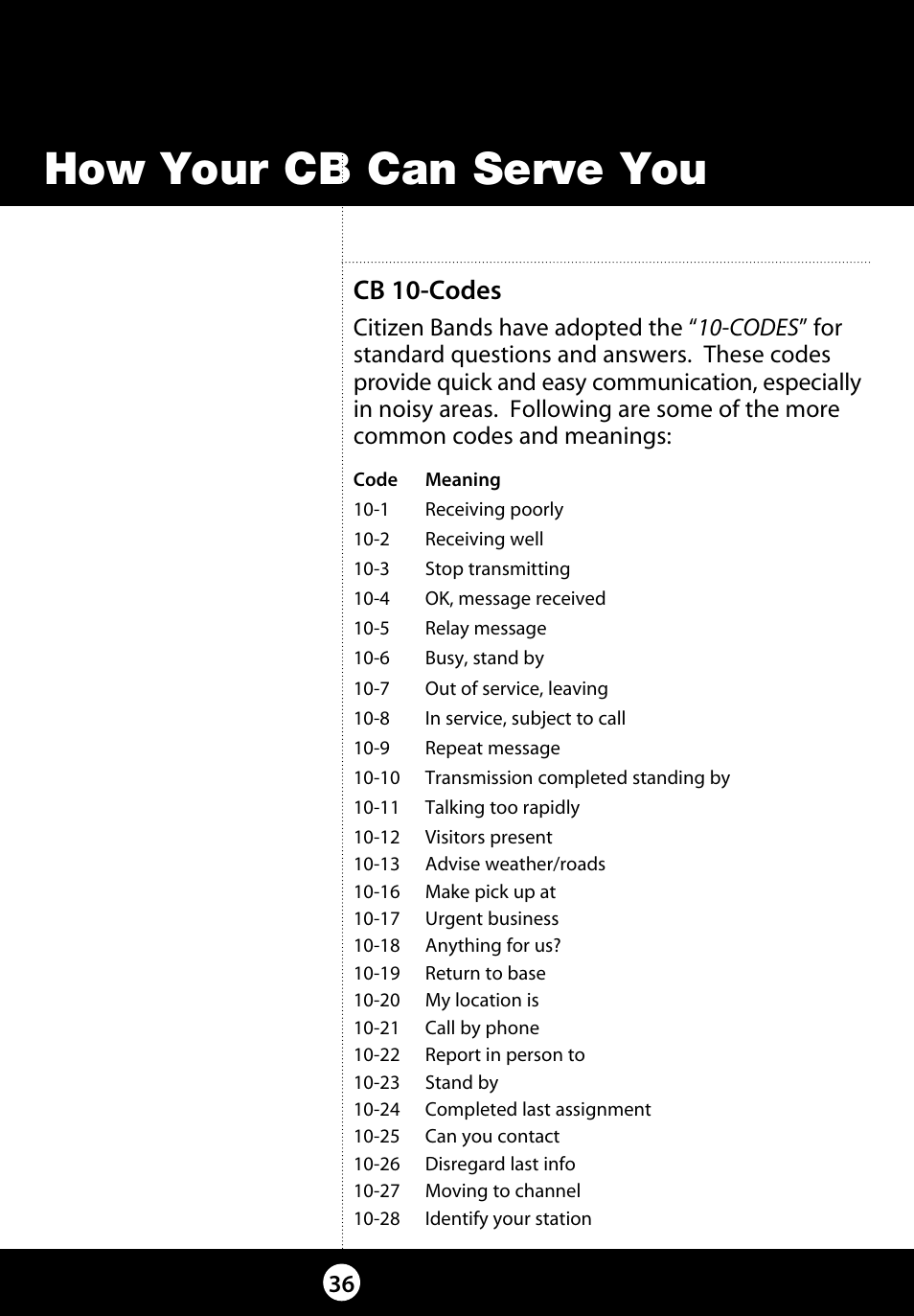 How your cb can serve you | Cobra Electronics 29 LX LE User Manual | Page 36 / 47