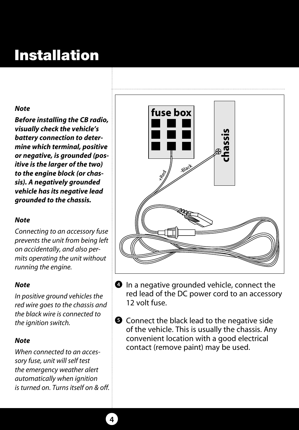 Installation | Cobra Electronics 29 LX LE User Manual | Page 4 / 47