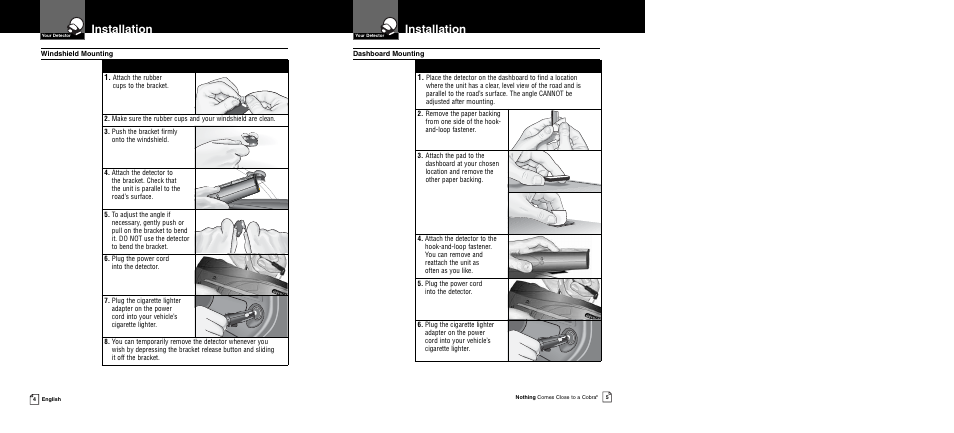Installation | Cobra Electronics XRS 9950 User Manual | Page 5 / 23