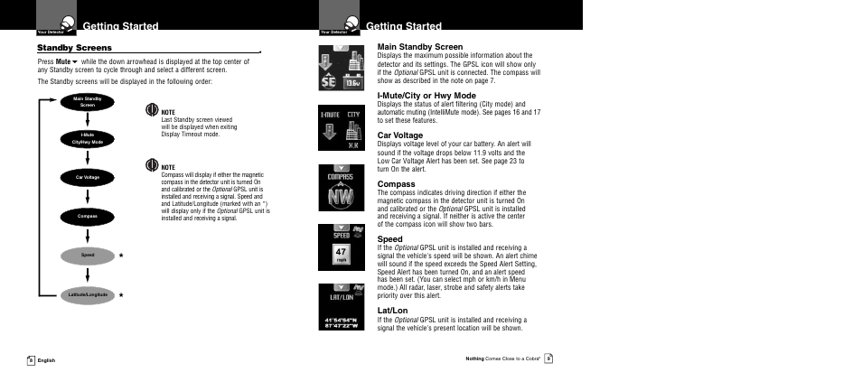 Getting started | Cobra Electronics XRS 9950 User Manual | Page 7 / 23