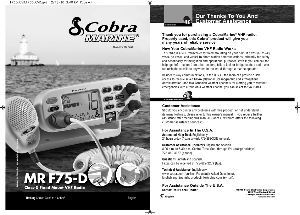 Cobra Electronics MARINE MR F75-D User Manual | 42 pages