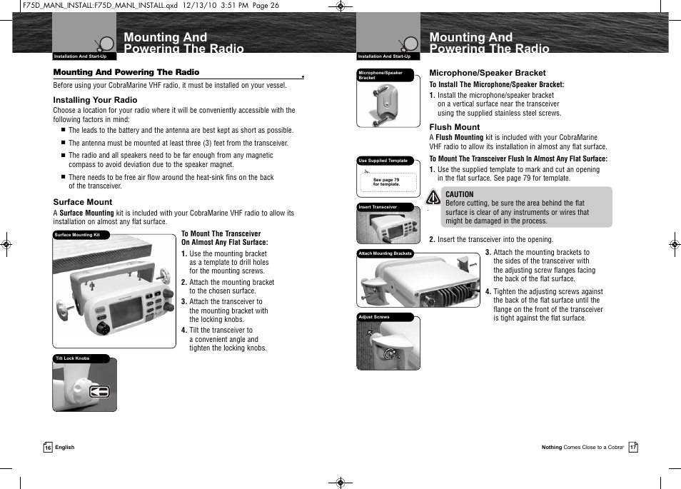 Mounting and powering the radio | Cobra Electronics MARINE MR F75-D User Manual | Page 11 / 42