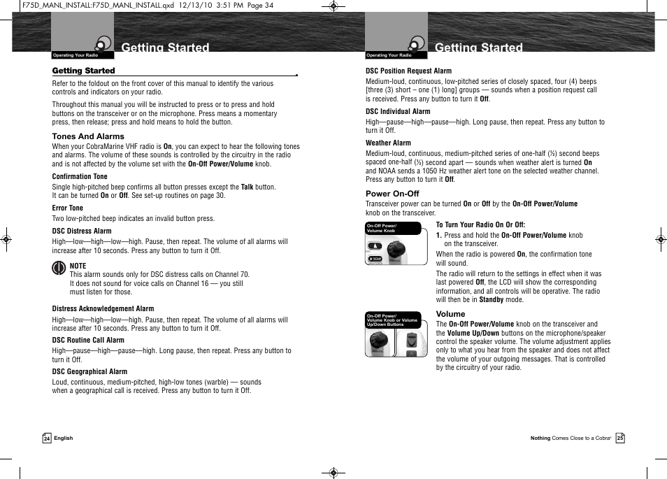 Getting started | Cobra Electronics MARINE MR F75-D User Manual | Page 15 / 42