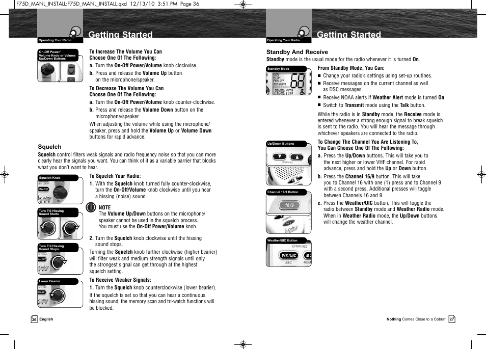 Getting started | Cobra Electronics MARINE MR F75-D User Manual | Page 16 / 42