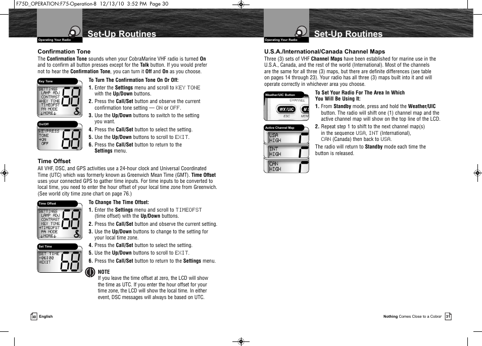 Set-up routines | Cobra Electronics MARINE MR F75-D User Manual | Page 18 / 42