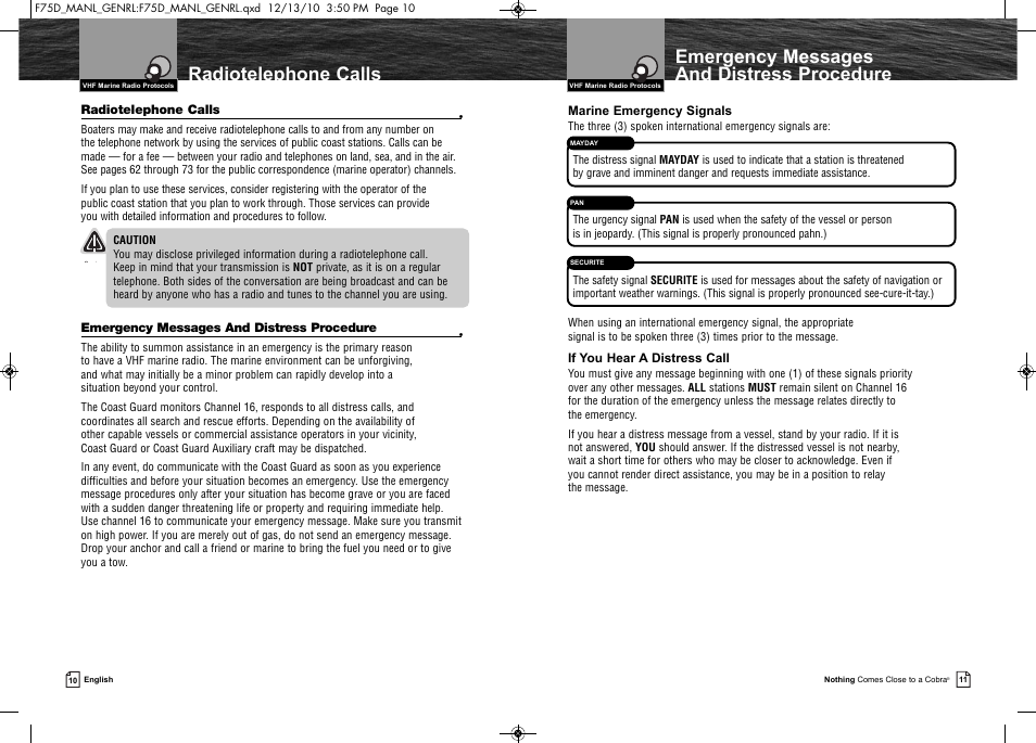 Cobra Electronics MARINE MR F75-D User Manual | Page 8 / 42