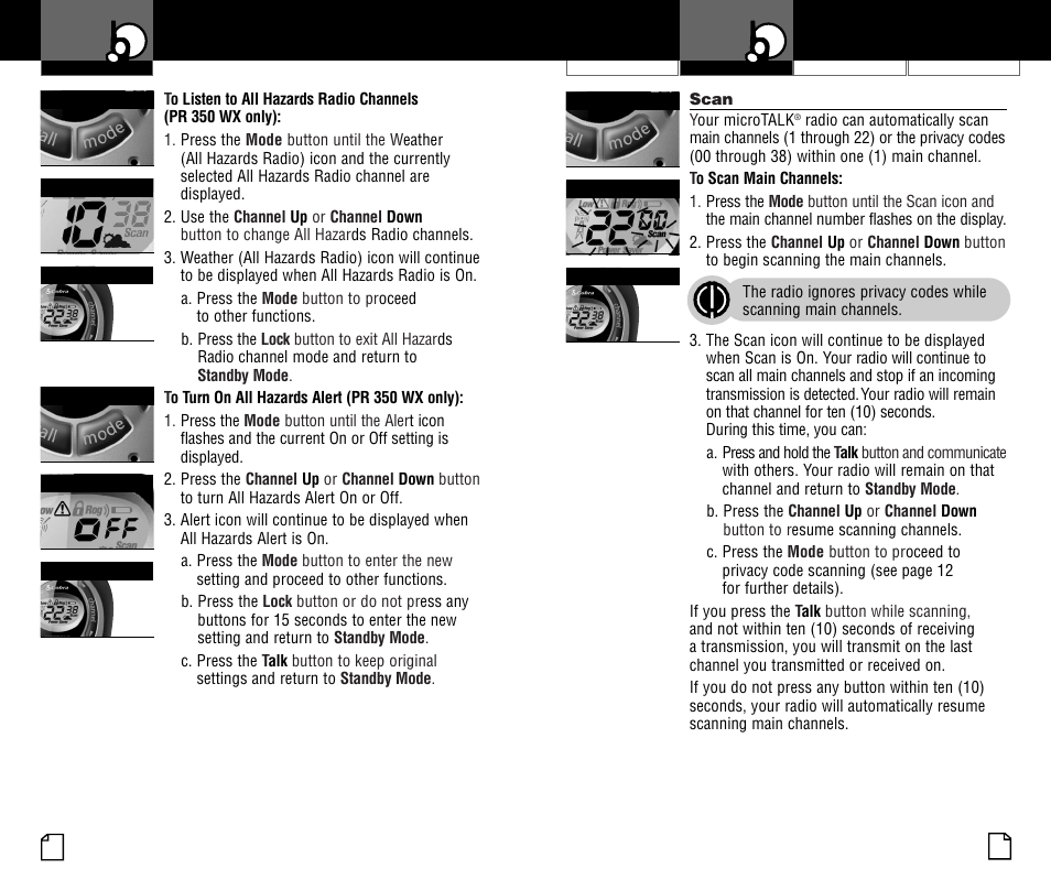 Scanning channels, Using your radio | Cobra Electronics PR350WX User Manual | Page 11 / 31