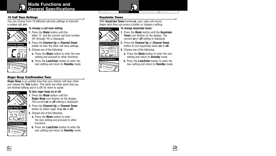Mode functions and general specifications | Cobra Electronics LI 4900WX User Manual | Page 15 / 17