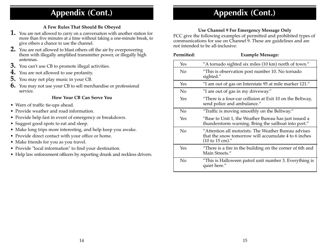 Appendix (cont.) | Cobra Electronics 19 DX II User Manual | Page 9 / 9