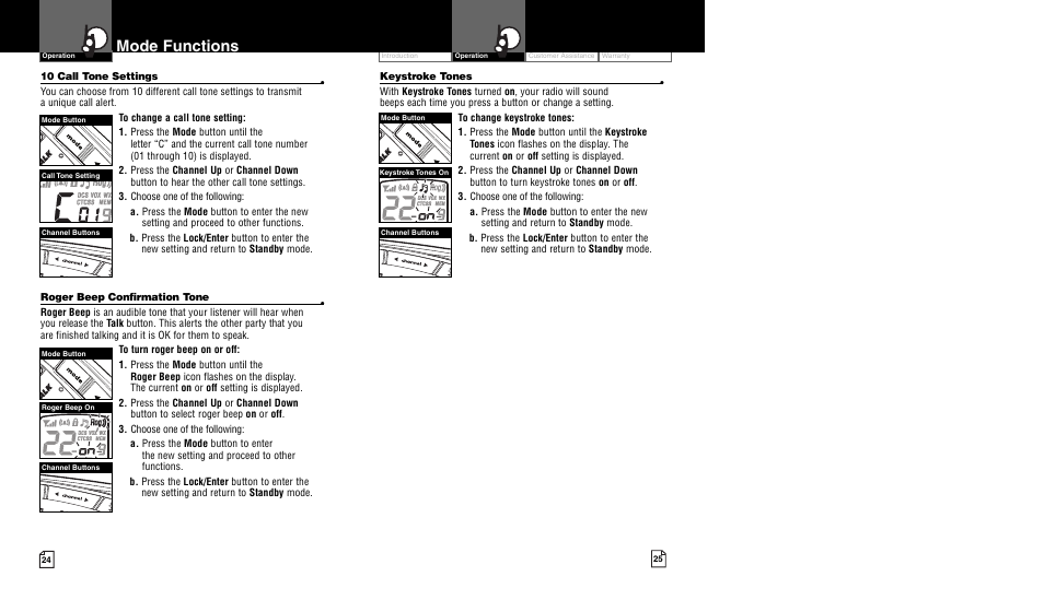 Mode functions | Cobra Electronics CXR850 User Manual | Page 15 / 17