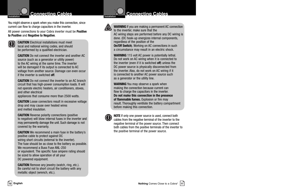 Connecting cables | Cobra Electronics CPI 2550 User Manual | Page 8 / 15