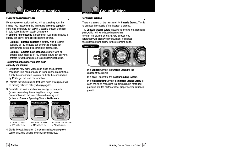Power consumption ground wiring | Cobra Electronics CPI 2550 User Manual | Page 9 / 15