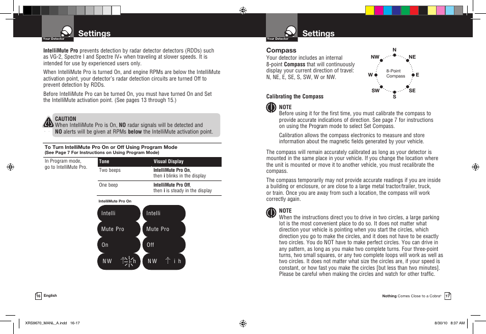 Settings | Cobra Electronics BAND XRS 9670 User Manual | Page 11 / 21