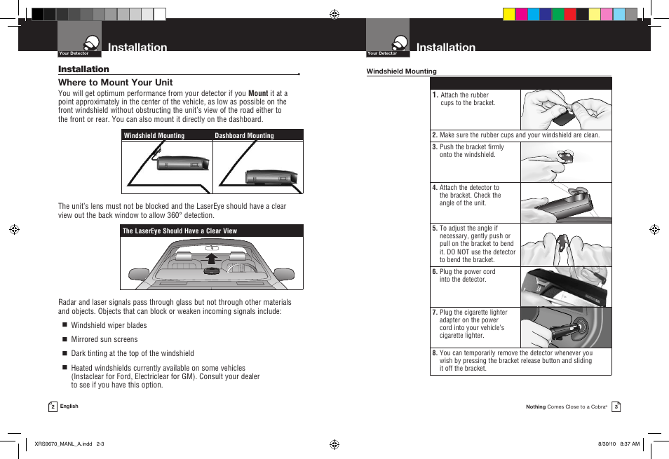 Installation, Where to mount your unit | Cobra Electronics BAND XRS 9670 User Manual | Page 4 / 21